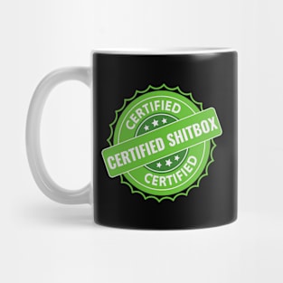 Certified Shitbox - Green Label With Stars And White Text Design Mug